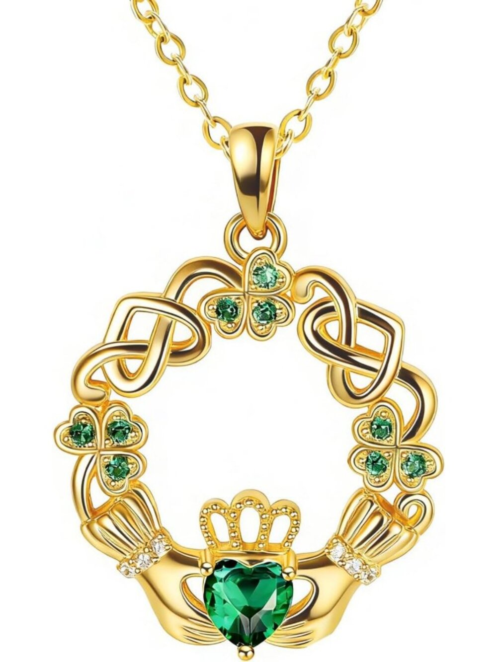 Elegant 14k Gold Claddagh Necklace for Women - Timeless Love & Friendship